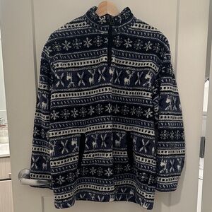 Marsh Landing Men's Zip Up Sweater - Navy and White